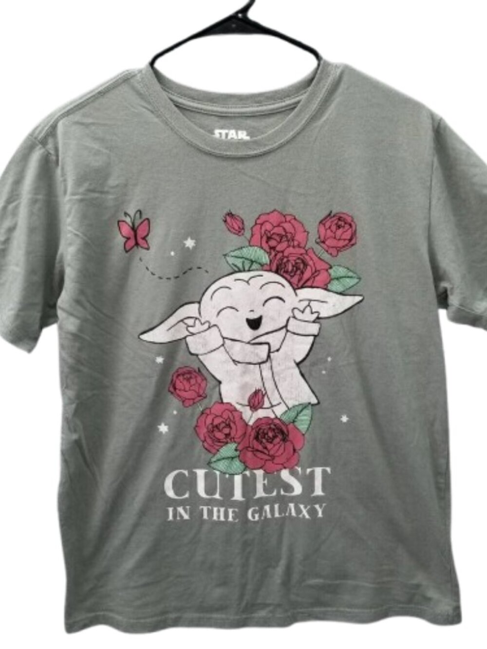 Mad Engine Starwars Cutest in the Galaxy Gray Baby Yoda T Shirt L